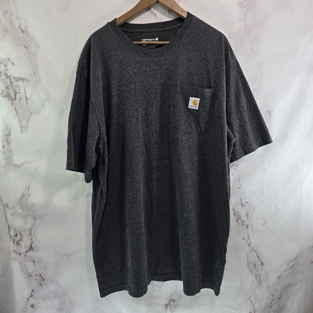 Carhartt T Shirt Mens XL Tall Grey Pocket Loose Fit Tee Short Sleeve Crew Mid